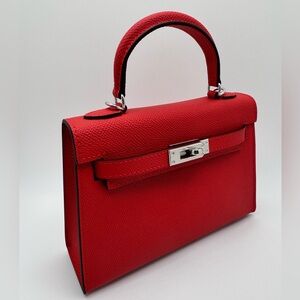 19CM Epsom Leather Top Handle Mini Bag - Red